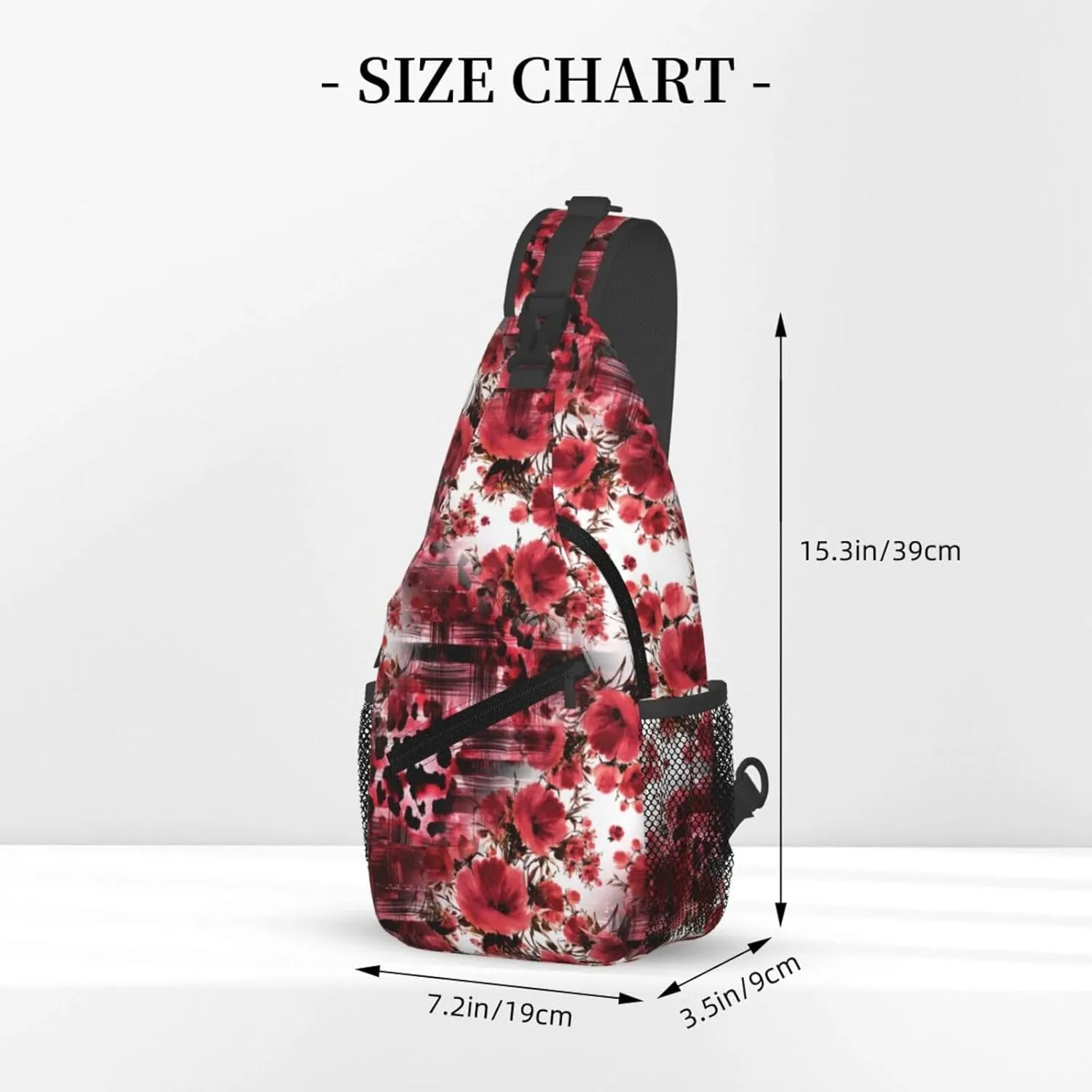 Amazing Colorful Red Abstract Botanical Chest Sling Bag Crossbody Shoulder Backpack Bag Gym Cycling Daypack Travel Hiking Cross Bag
