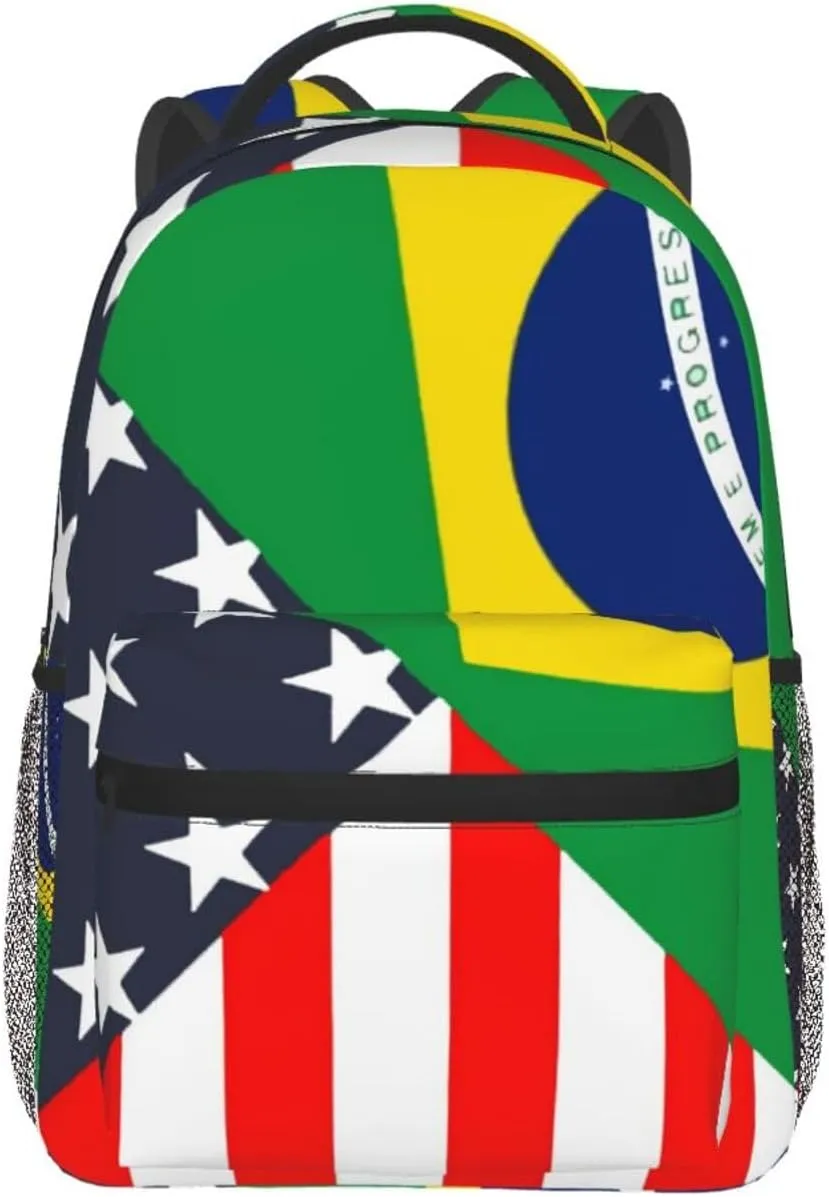 American Brazilian Flag Personalized Backpack Laptop Backpack Sports Travel Shoulder bag Light casual backpack