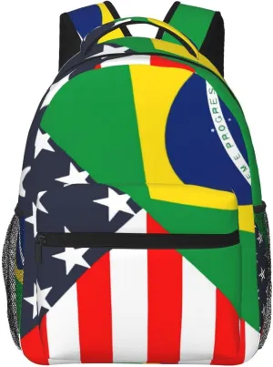 American Brazilian Flag Personalized Backpack Laptop Backpack Sports Travel Shoulder bag Light casual backpack