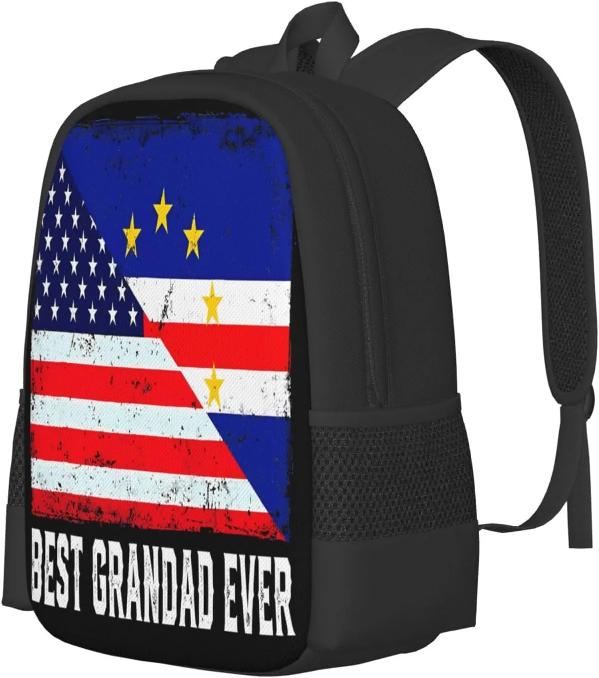 American Cabo Verde Flag Casual Backpack Large Capacity Backpacks 15 Inch Laptop Back Pack Travel Rucksack Daypack Commuter Bags with Adjustable Strap for Camping