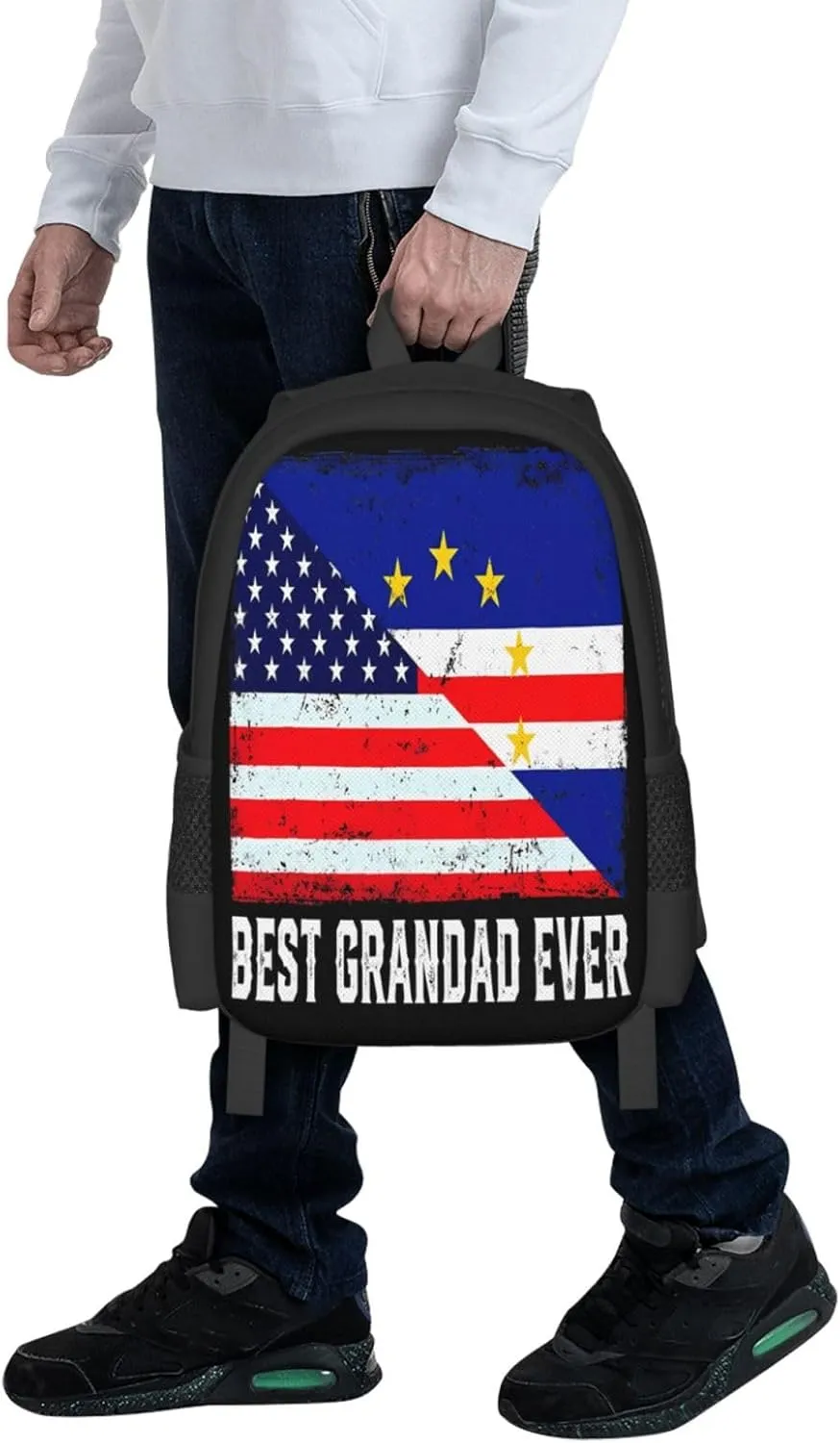 American Cabo Verde Flag Casual Backpack Large Capacity Backpacks 15 Inch Laptop Back Pack Travel Rucksack Daypack Commuter Bags with Adjustable Strap for Camping