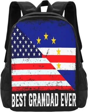 American Cabo Verde Flag Casual Backpack Large Capacity Backpacks 15 Inch Laptop Back Pack Travel Rucksack Daypack Commuter Bags with Adjustable Strap for Camping