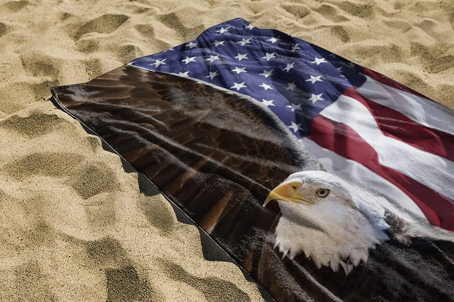 American Eagle Beach Towel 30" x 60" Microfiber USA Flag Sand Free Quick Dry Travel for Adults Teen Children (American Eagle USA Flag)
