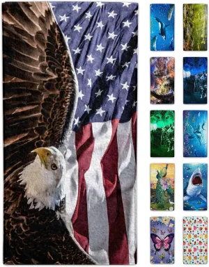 American Eagle Beach Towel 30" x 60" Microfiber USA Flag Sand Free Quick Dry Travel for Adults Teen Children (American Eagle USA Flag)