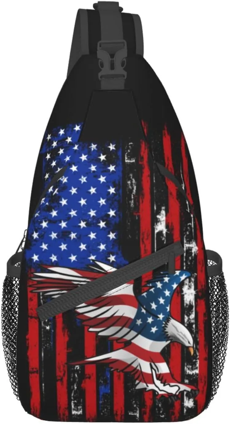 American Flag Shoulder Bag American Sling Backpack Daypack Casual Backpack Hiking Bag America Backpack Bag