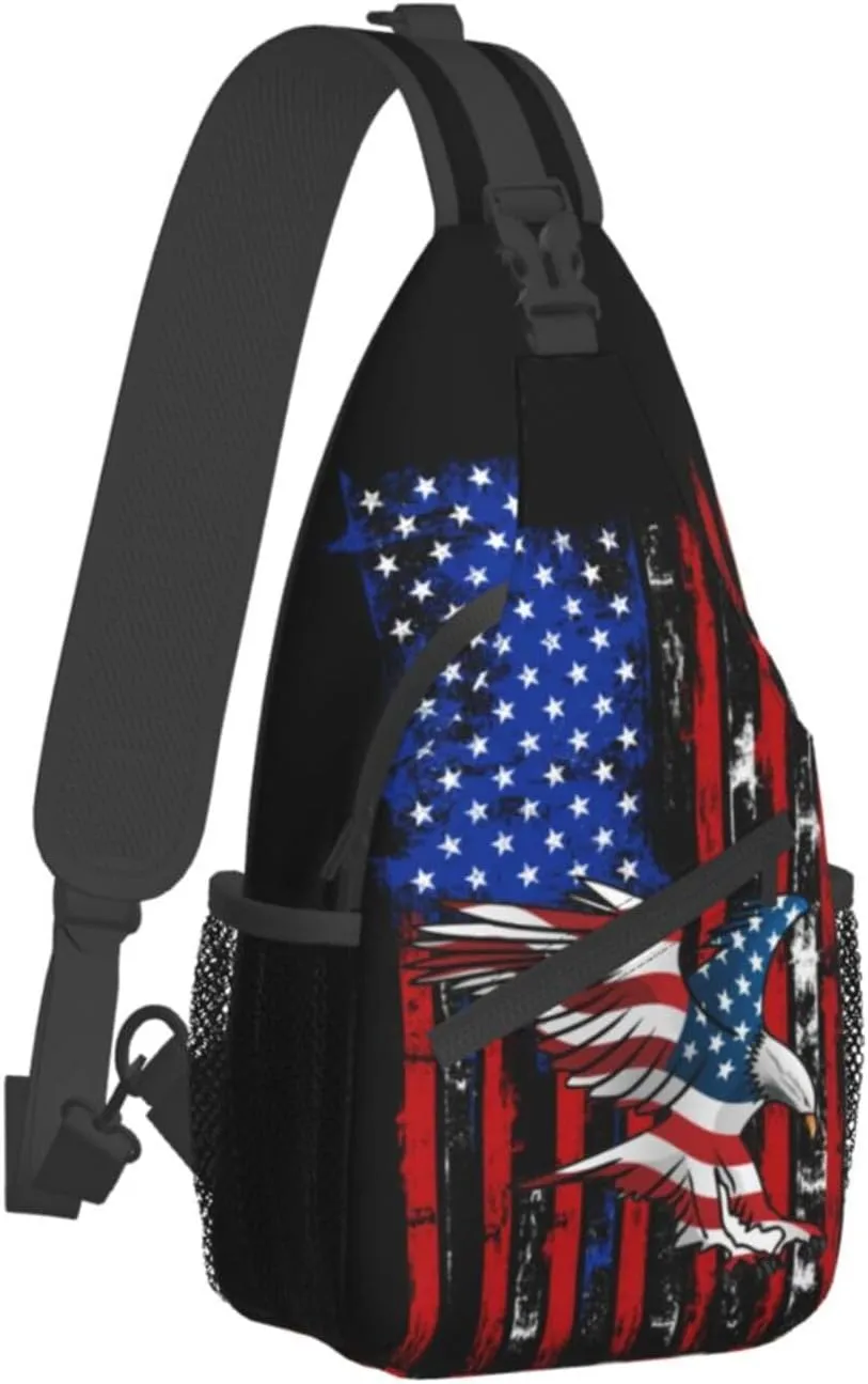 American Flag Shoulder Bag American Sling Backpack Daypack Casual Backpack Hiking Bag America Backpack Bag