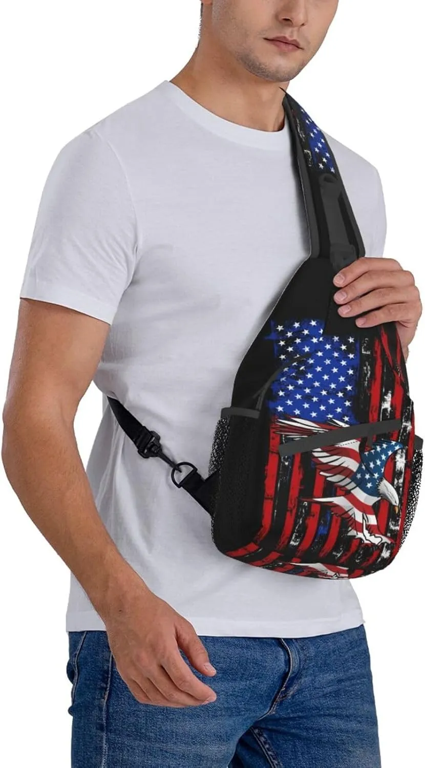 American Flag Shoulder Bag American Sling Backpack Daypack Casual Backpack Hiking Bag America Backpack Bag