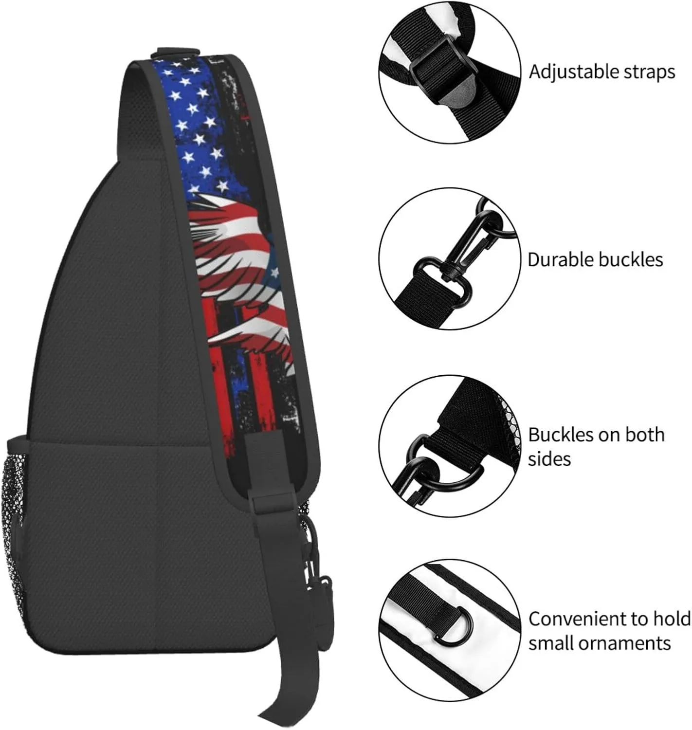 American Flag Shoulder Bag American Sling Backpack Daypack Casual Backpack Hiking Bag America Backpack Bag