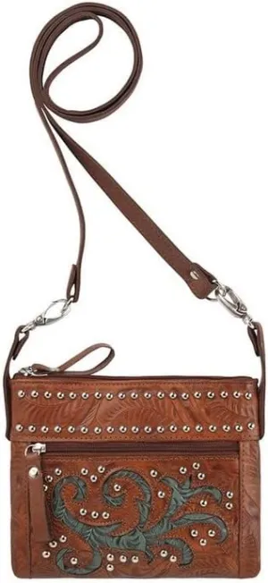 American West Women's Trail Rider Crossbody Bag Brown One Size