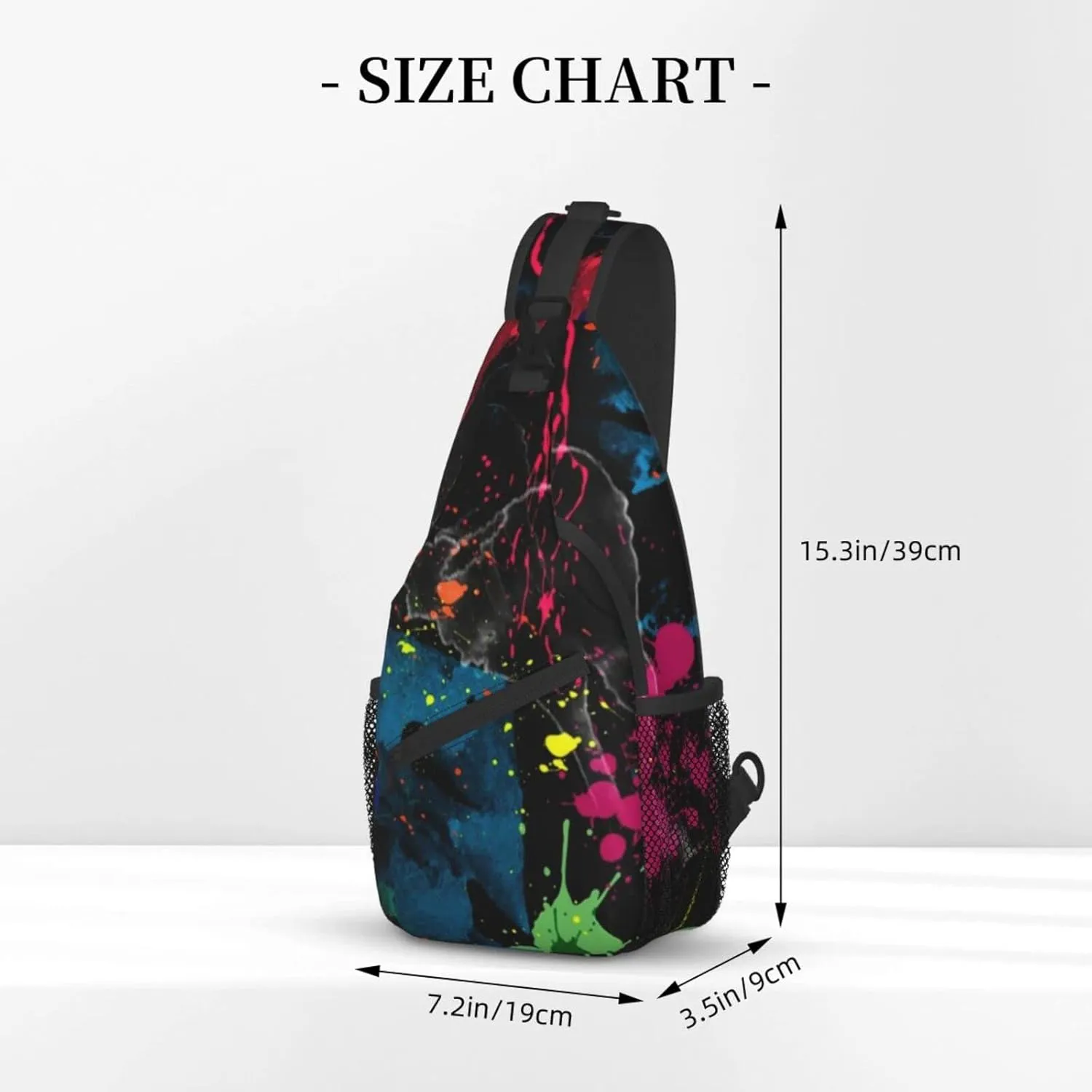 AMRANDOM Lightweight Sling Backpack Psychedelic Colorful Graffiti Sling Bag Travel Hiking Small Backpack for Women Men Gifts