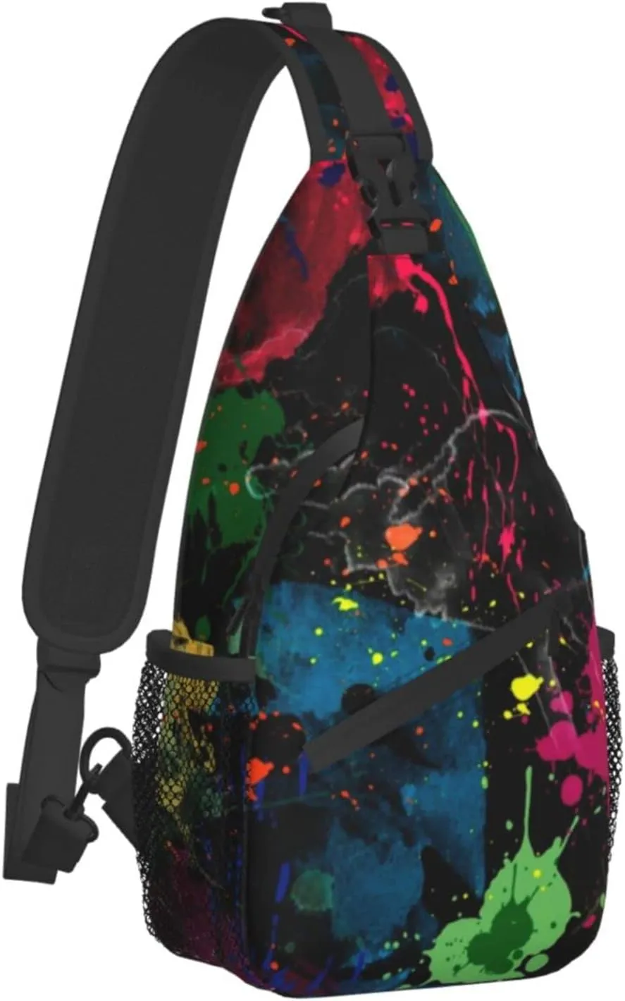 AMRANDOM Lightweight Sling Backpack Psychedelic Colorful Graffiti Sling Bag Travel Hiking Small Backpack for Women Men Gifts