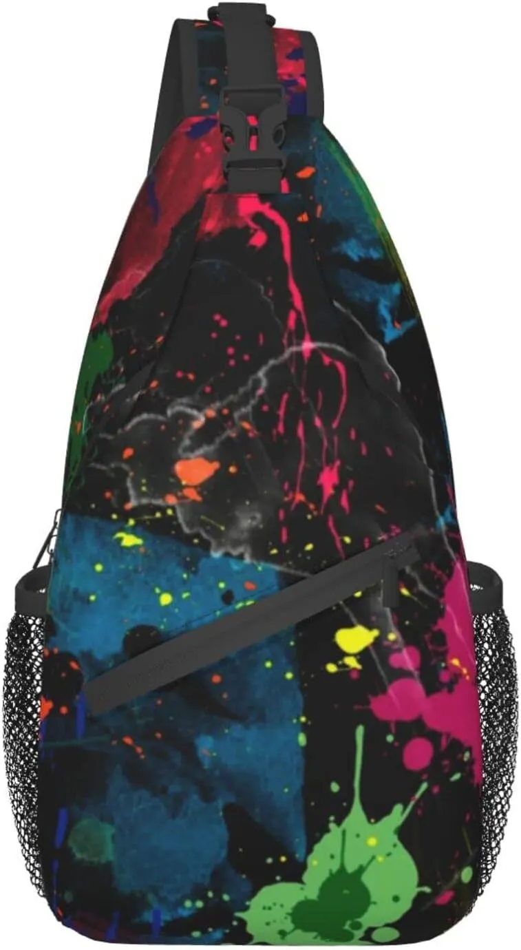 AMRANDOM Lightweight Sling Backpack Psychedelic Colorful Graffiti Sling Bag Travel Hiking Small Backpack for Women Men Gifts