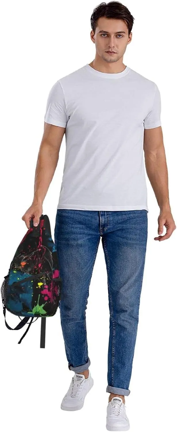AMRANDOM Lightweight Sling Backpack Psychedelic Colorful Graffiti Sling Bag Travel Hiking Small Backpack for Women Men Gifts