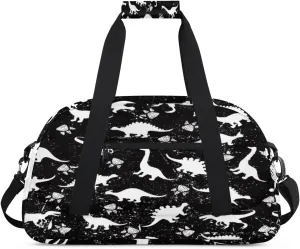 Animal Dinosaurs Gym Duffel Bag for Men Women Retro Pattern Sports Tote Bag with Adjustable Shoulder Strap for Dance Gymnastics Traveling Outdoor Camping Overnight Stay
