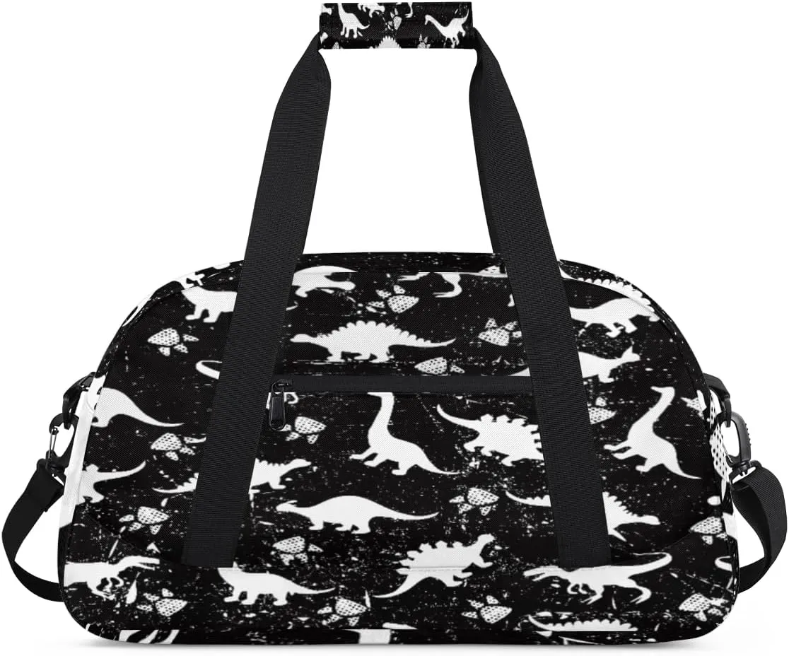 Animal Dinosaurs Gym Duffel Bag for Men Women Retro Pattern Sports Tote Bag with Adjustable Shoulder Strap for Dance Gymnastics Traveling Outdoor Camping Overnight Stay