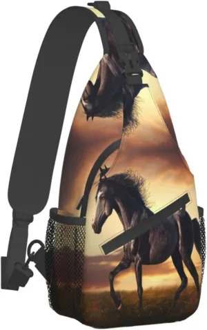 Animal Horse Outdoor Cross-body Shoulder Bag, Unisex Backpack For Women Men Young Hiking Travel