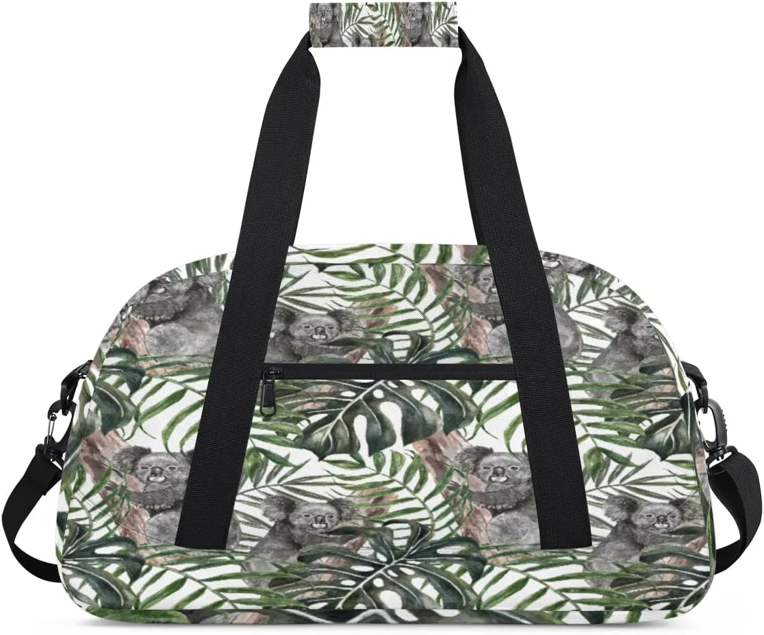 Animal Koala Gym Duffel Bag for Men Women Palm Trees Sports Tote Bag with Adjustable Shoulder Strap for Dance Gymnastics Traveling Outdoor Camping Overnight Stay