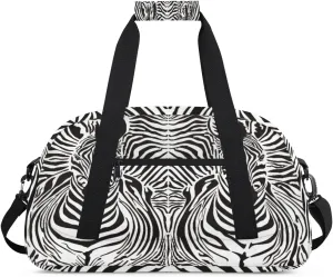 Animal Zebra Gym Duffel Bag for Men Women Stripe Pattern Sports Tote Bag with Adjustable Shoulder Strap for Dance Gymnastics Traveling Outdoor Camping Overnight Stay