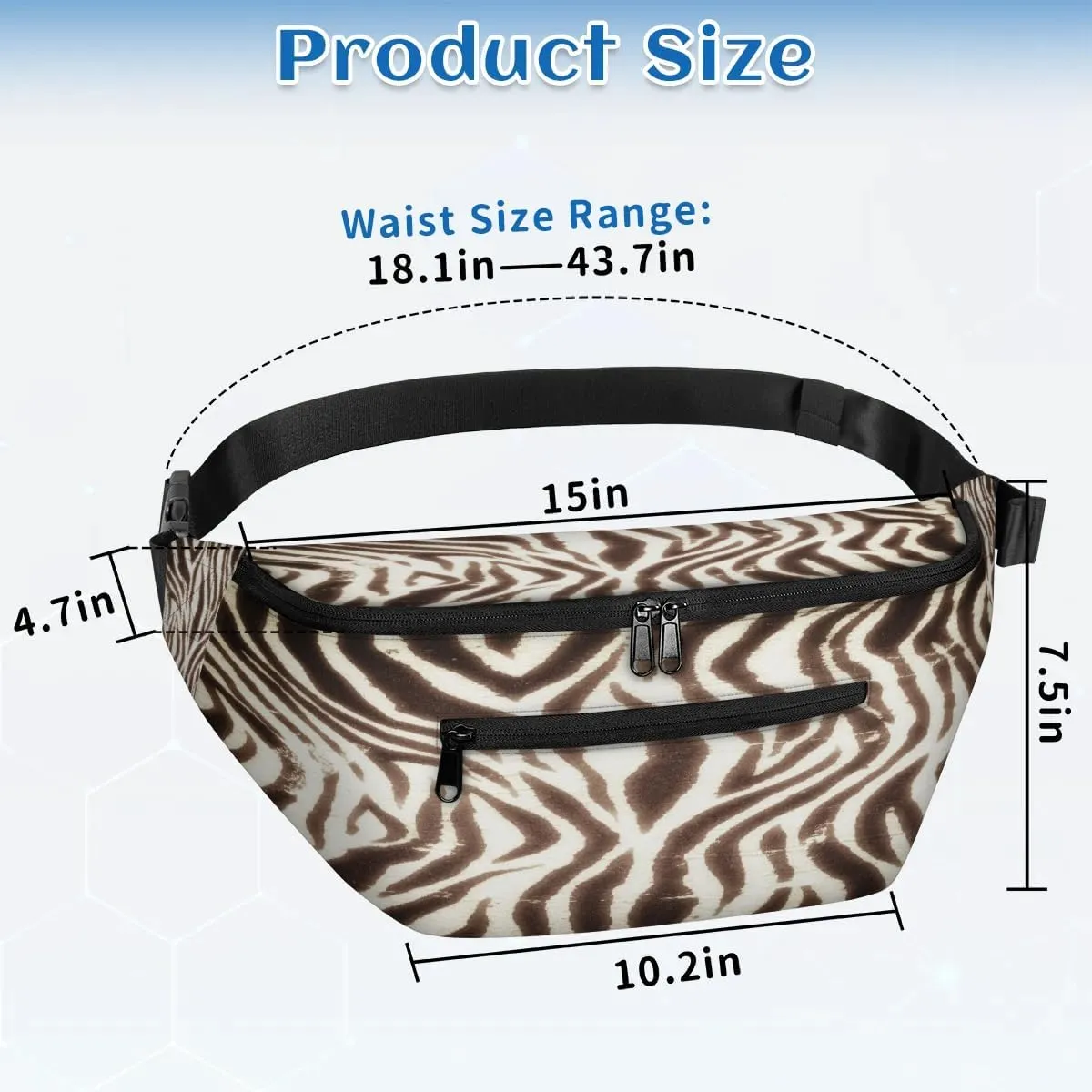 Animal Zebra Paint Crossbody Sling Bag for Women Men Crossbody Backpack with 4 Zipper Pockets Fanny Pack Shoulder Casual Daypack for Travel Running Hiking Cycling