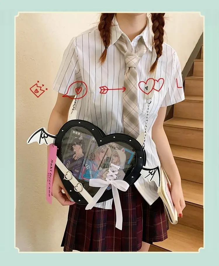 Anime Heart Ita-Bag Crossbody Purse Kawaii Lolita Japanese JK Handbag Cute Adjustable Strap Daily Cosplay Shoulder Bag