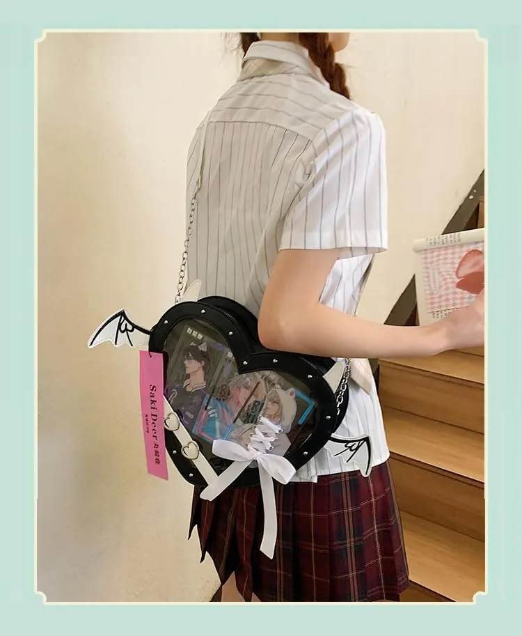 Anime Heart Ita-Bag Crossbody Purse Kawaii Lolita Japanese JK Handbag Cute Adjustable Strap Daily Cosplay Shoulder Bag