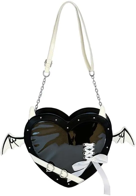 Anime Heart Ita-Bag Crossbody Purse Kawaii Lolita Japanese JK Handbag Cute Adjustable Strap Daily Cosplay Shoulder Bag