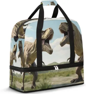 Antiquity Tyrannosaurus Rex Dinosaur Travel Duffel Bag with Foldable Shoe Compartment Shoulder Tote Travel Weekend Bag Sports Gym Overnight Bags
