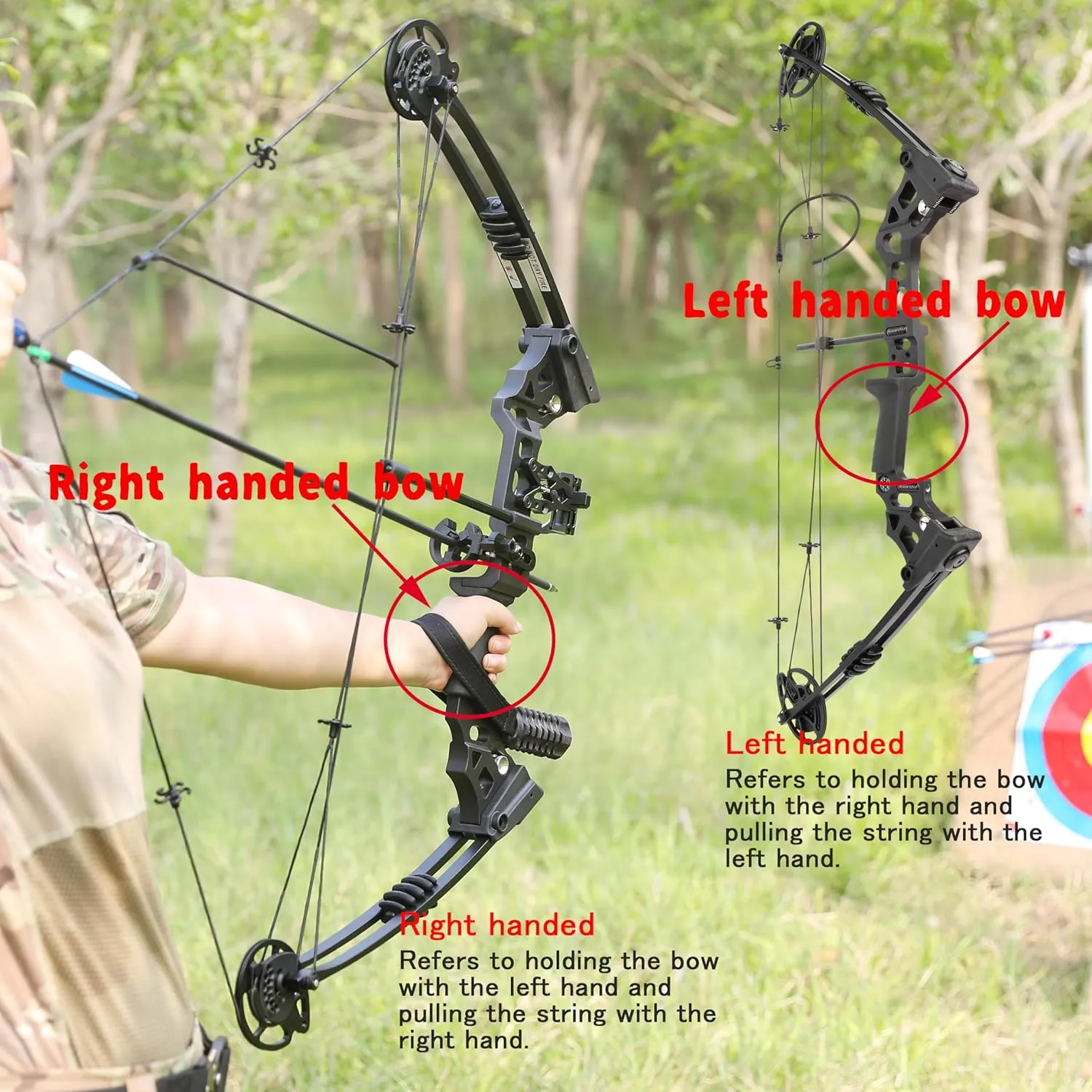 Archery Compound Bow Bowfishing Kit 20-70lbs Hunting Bow with Bowfishing Reel, Bow Fishing Arrows Right & Left Handed for Adult/Youth Bow Fishing Hunting Target Shooting
