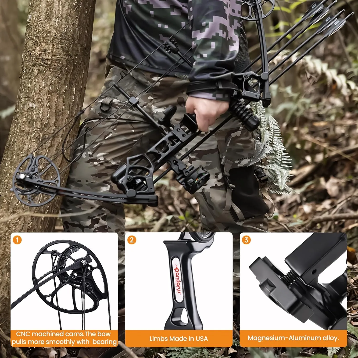 Archery Ready to Hunt Compound Bow Package for Adults and Teens,25"-31" Draw Length,0-70 Lbs Draw Weight Adjustable,up to 320 fps,Made in USA,Lightweight Design P3 Bow,2025 New