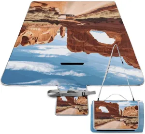 Arches National Park Entrance Picnic Blanket Outdoor, Oversized Beach Blanket, Foldable Lightweight Waterproof Sand Cushion Suitable for Beaches, Camping Grasslands Mat