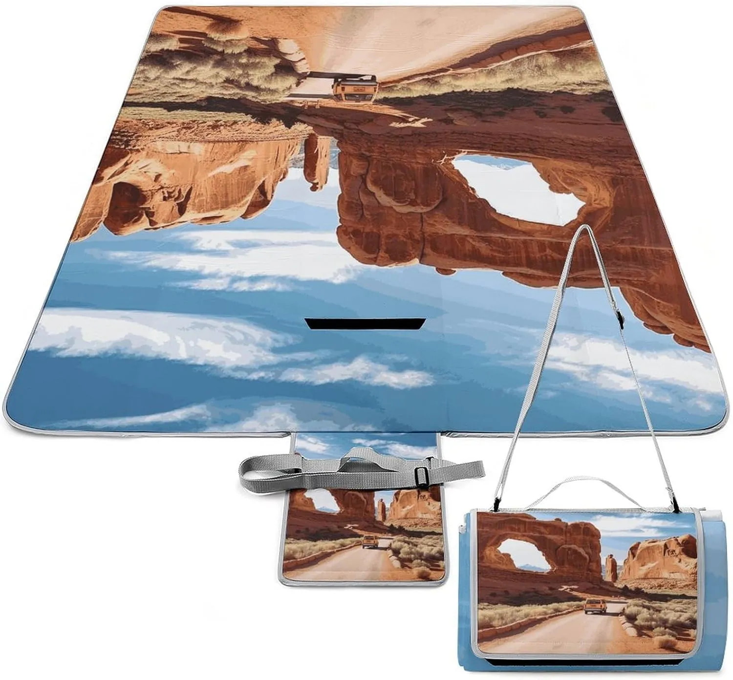 Arches National Park Entrance Picnic Blanket Outdoor, Oversized Beach Blanket, Foldable Lightweight Waterproof Sand Cushion Suitable for Beaches, Camping Grasslands Mat