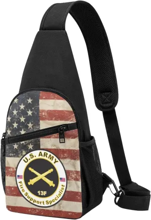 Army MOS 13F Fire Support Specialist Sling Bag Crossbody Backpack Shoulder Casual Daypack Bags for Men