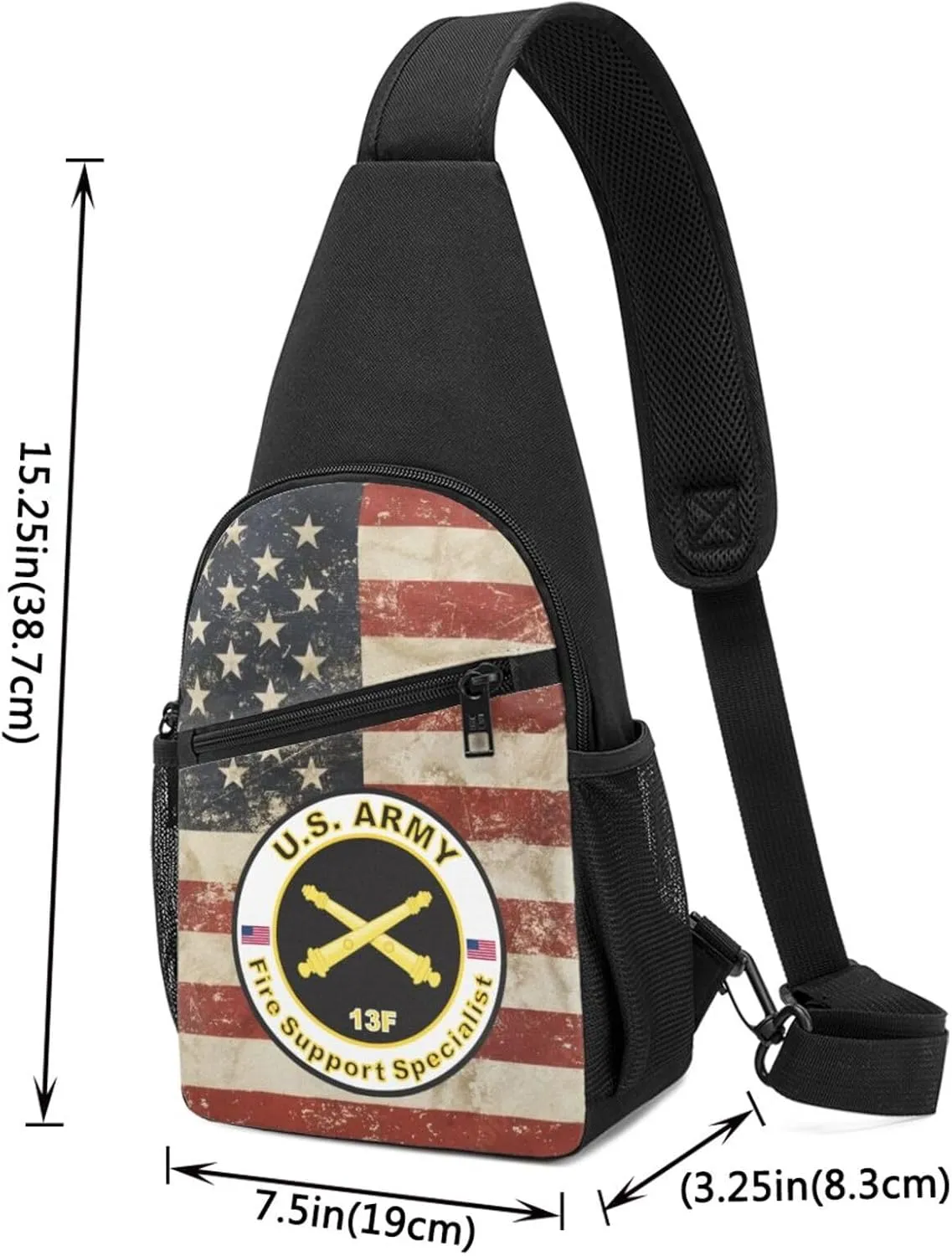 Army MOS 13F Fire Support Specialist Sling Bag Crossbody Backpack Shoulder Casual Daypack Bags for Men