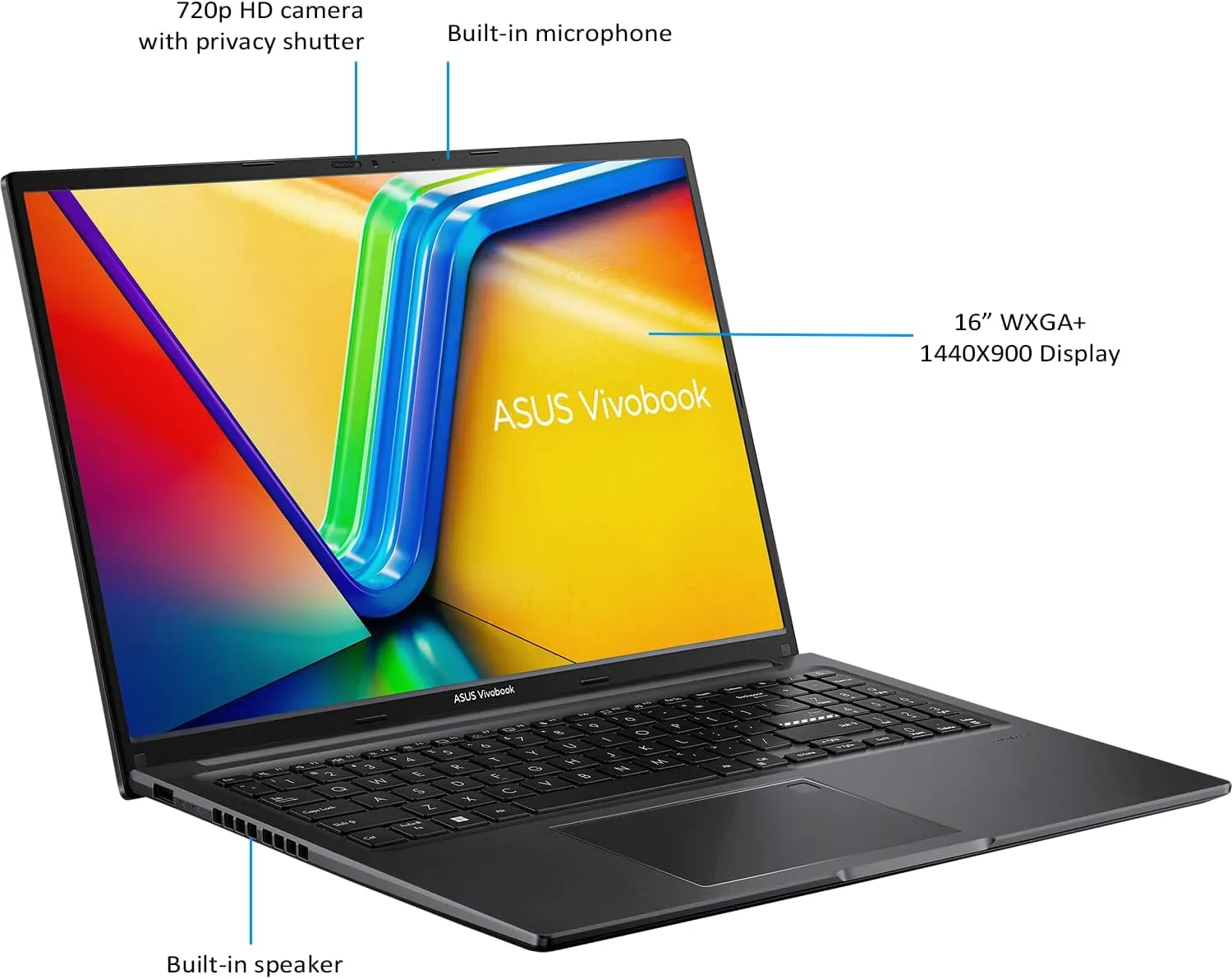 ASUS Vivobook 16 Business Laptop, 16" FHD  (1920 x 1200) Display, Intel Core i7-1255U, 16GB RAM, 1TB PCIe SSD, Wi-Fi, 720p Webcam, HDMI, Windows 11 Pro, Black