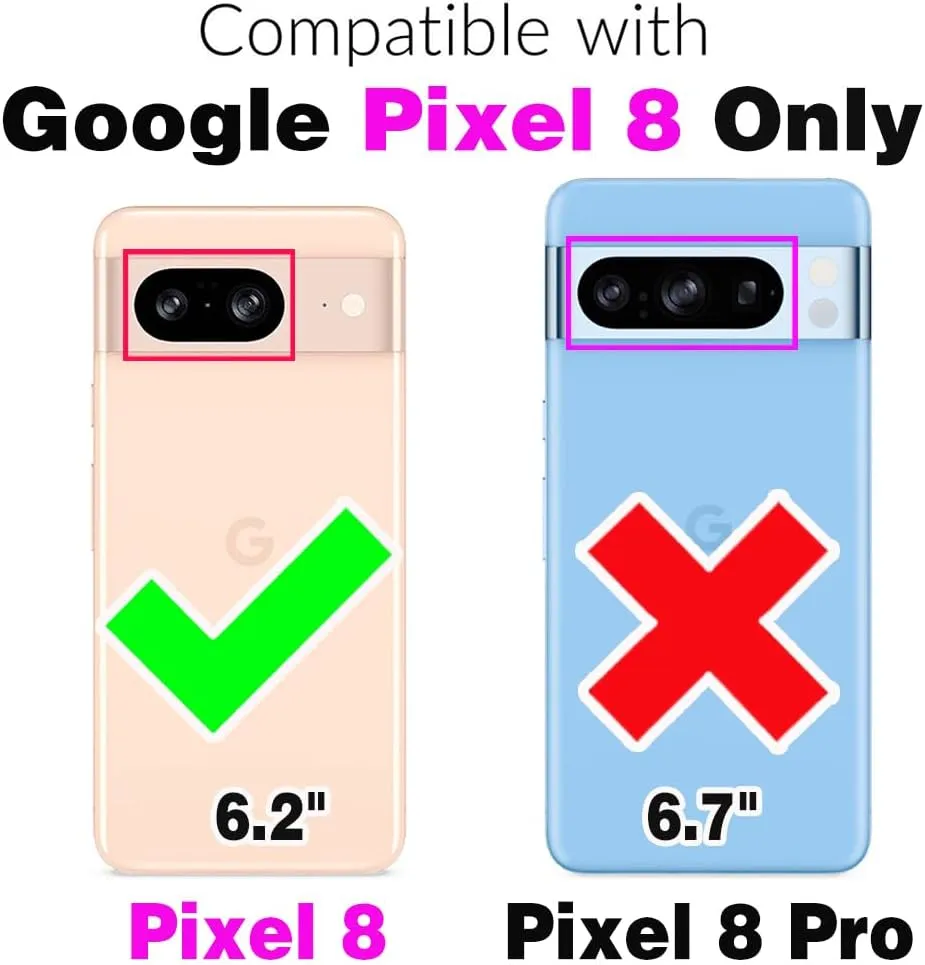 Asuwish Phone Case for Google Pixel 8 5G Zipper Wallet Magnetic Detachable Cell Cover with Tempered Glass Screen Protector Crossbody Lanyard Strap Flip Card Holder Slot Pixel8 Eight Women Girls Red