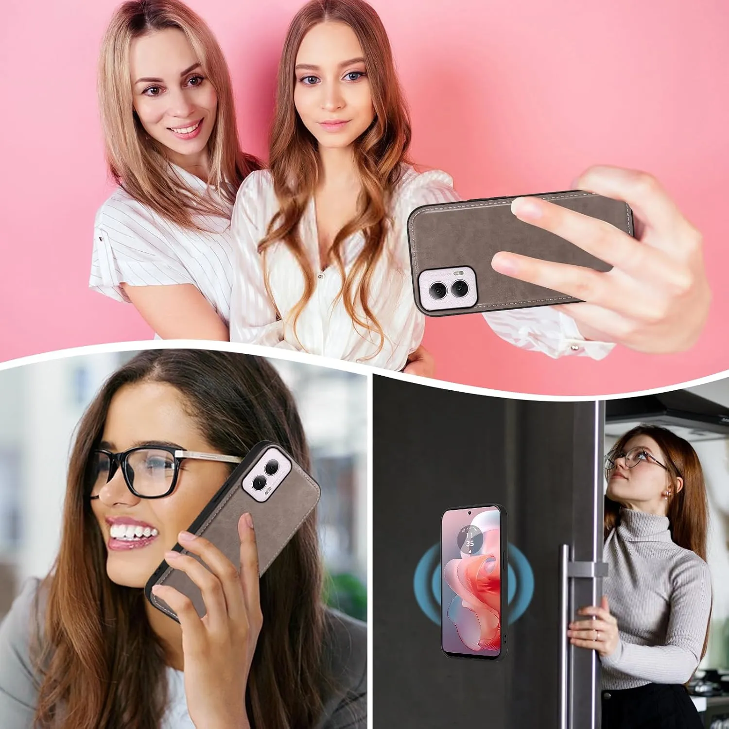 Asuwish Phone Case for Motorola Moto G Power 5G 2024 Zipper Wallet Magnetic Detachable Cell Cover with Tempered Glass Screen Protector Crossbody Lanyard Strap Mandala Flower Card Holder G5 Women Gray