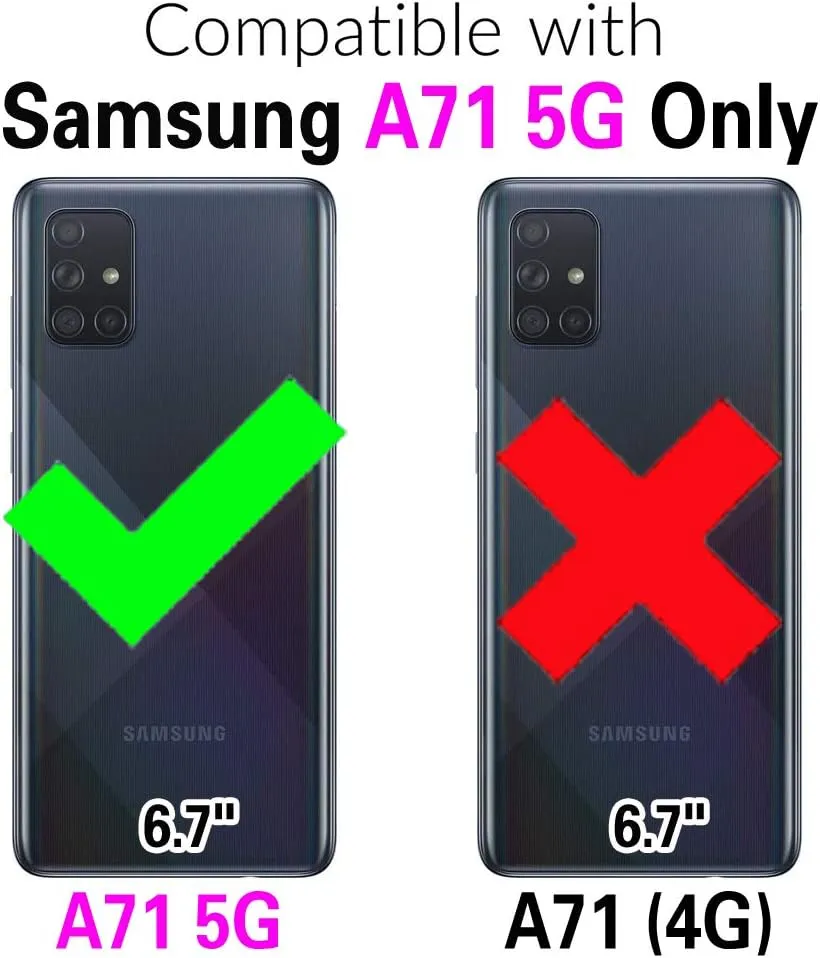 Asuwish Phone Case for Samsung Galaxy A71 5G Zipper Wallet Detachable Cell Cover with Tempered Glass Screen Protector Crossbody Lanyard Strap Flip Card Holder Slot A 71 G5 71A S71 Women Girls Purple