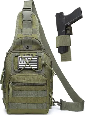 ATBP Small Tactical Sling Backpack Bag Holster One Over Shoulder Bag Pack Men With Universal Holster