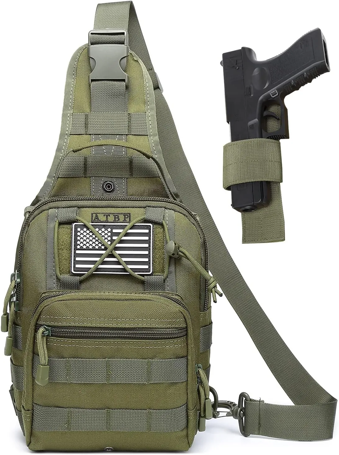 ATBP Small Tactical Sling Backpack Bag Holster One Over Shoulder Bag Pack Men With Universal Holster