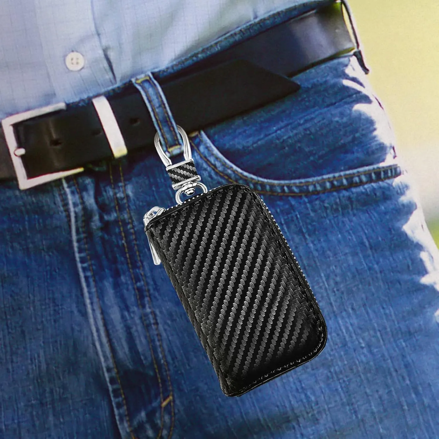 AtfArt Single Lock Faraday Box for Car Keys and Faraday Bags for Car Key Fob Protector RFID Key & Carbon Fiber Signal Blocker Pouch for Car Key Theft Prevention(Single Lock Box Car Key Case)