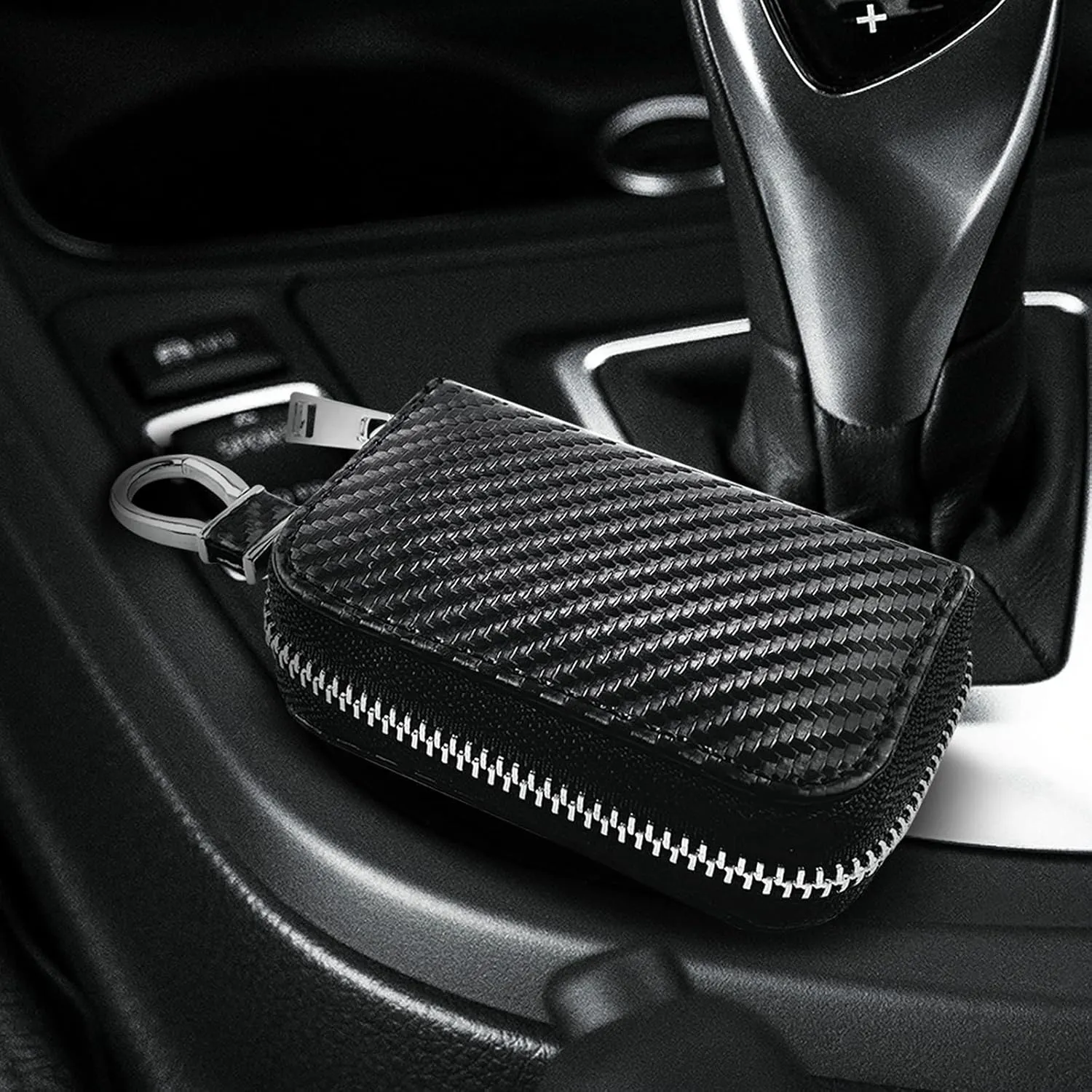 AtfArt Single Lock Faraday Box for Car Keys and Faraday Bags for Car Key Fob Protector RFID Key & Carbon Fiber Signal Blocker Pouch for Car Key Theft Prevention(Single Lock Box Car Key Case)