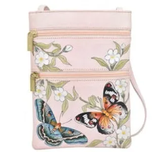 Aunschka Mini Double Zip Travel Crossbody Butterfly Melody