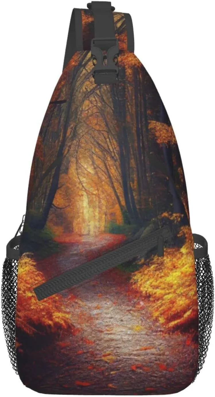 Autumn Forest Trees Outdoor Cross-body Shoulder Bag, Unisex Backpack For Women Men Young Hiking Travel