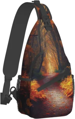 Autumn Forest Trees Outdoor Cross-body Shoulder Bag, Unisex Backpack For Women Men Young Hiking Travel
