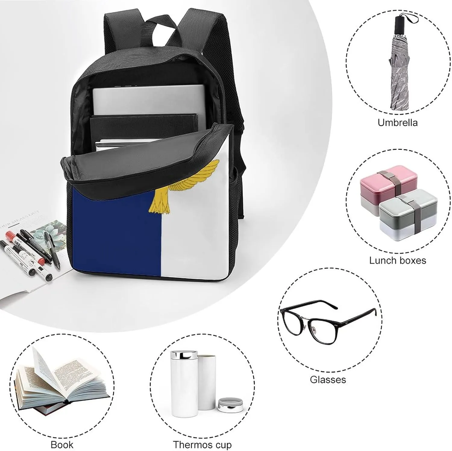 Azores Flag Backpack with Adjustable Straps, Suitable for Travel Picnics Activities