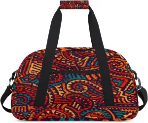 Aztec Tribe Gym Duffel Bag for Men Women Abstract Blooms Sports Tote Bag with Adjustable Shoulder Strap for Dance Gymnastics Traveling Outdoor Camping Overnight Stay