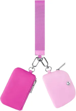Babysun Mini Zip Around Dual Pouch Wristlet With 2 Straps Wristlet Keychain Wallet for Women Coin Purse Small Cute for Teen Girl