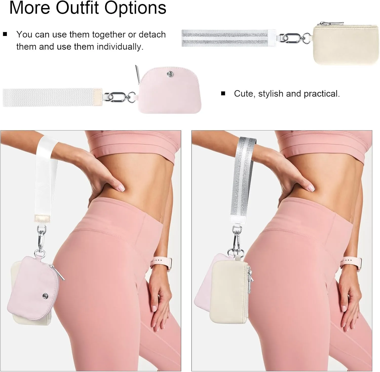 Babysun Mini Zip Around Dual Pouch Wristlet With 2 Straps Wristlet Keychain Wallet for Women Coin Purse Small Cute for Teen Girl