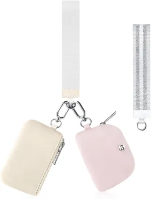 Babysun Mini Zip Around Dual Pouch Wristlet With 2 Straps Wristlet Keychain Wallet for Women Coin Purse Small Cute for Teen Girl