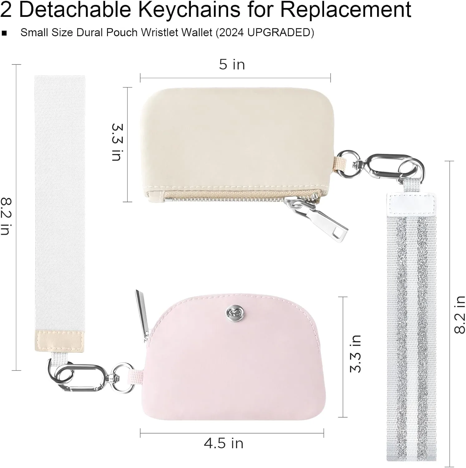 Babysun Mini Zip Around Dual Pouch Wristlet With 2 Straps Wristlet Keychain Wallet for Women Coin Purse Small Cute for Teen Girl